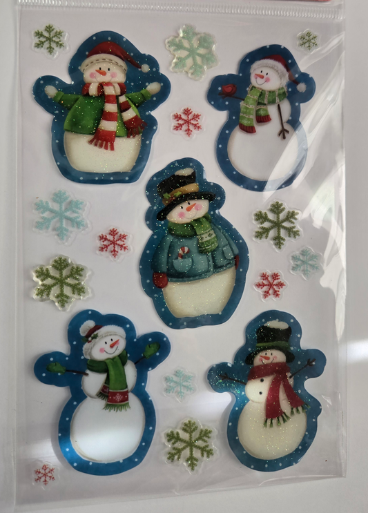 Glitter Snowman Stickers Set