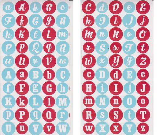 Red and Blue Circle Alphabet Stickers