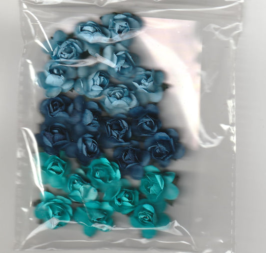 Blue 3D Flower Sticker Embellishments - 24 Pieces