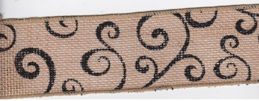 Scroll burlap Wired Ribbon