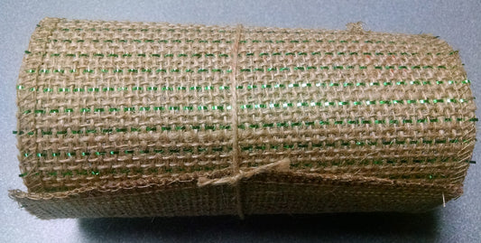 Green Striped burlap Ribbon