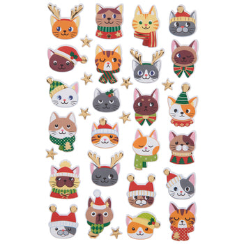 Christmas Cat Puffy Stickers