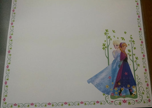 Frozen 12x12 Scrapbook Paper White w/Flowers Anna & Elsa - 3 Sheets