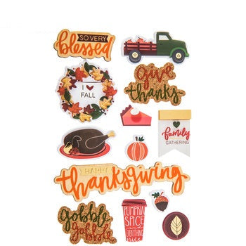 3d Give Thanks Stickers