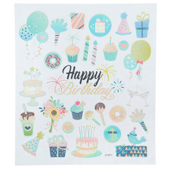 Foil Happy Birthdayb Stickers