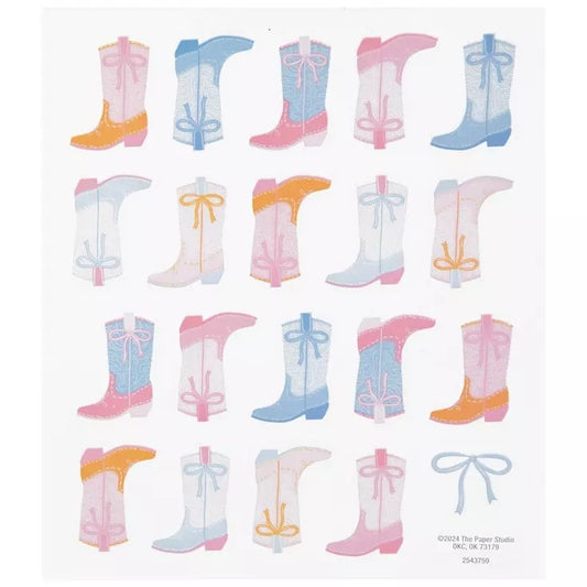 Cowgirl Boot Stickers Repeat Pink and Blue