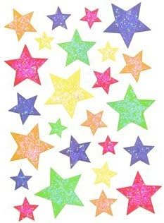 Primary Colors Glitter Star Stickers