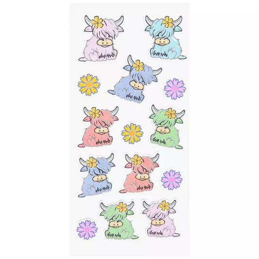 Quirky Highland Cow Stickers