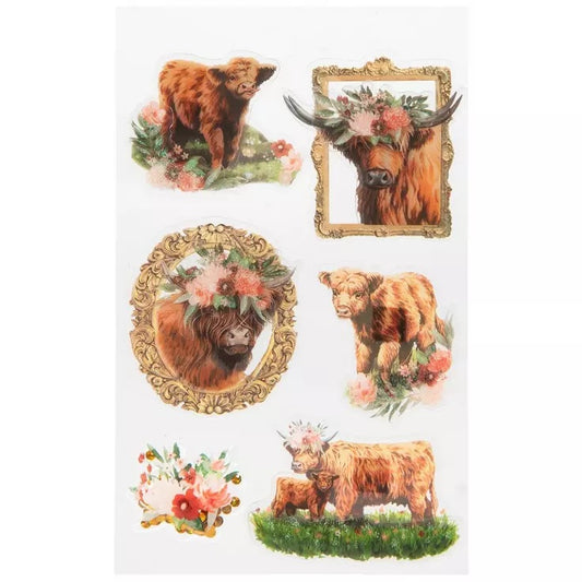3d Highland Cow Stickers