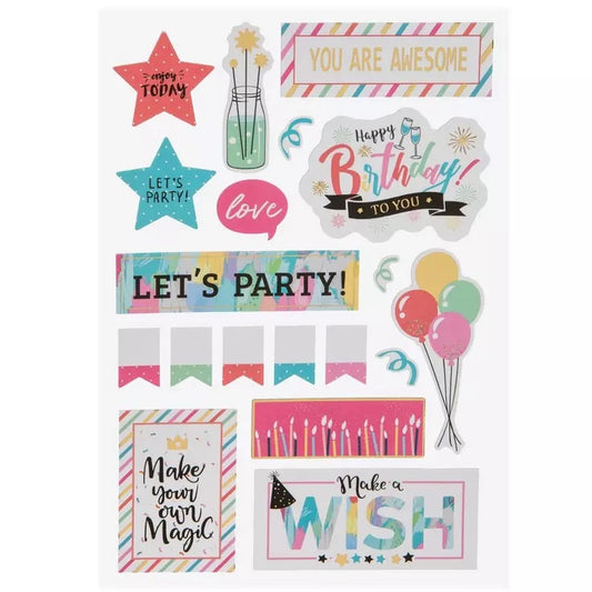 Lets Party Chipboard Stickers