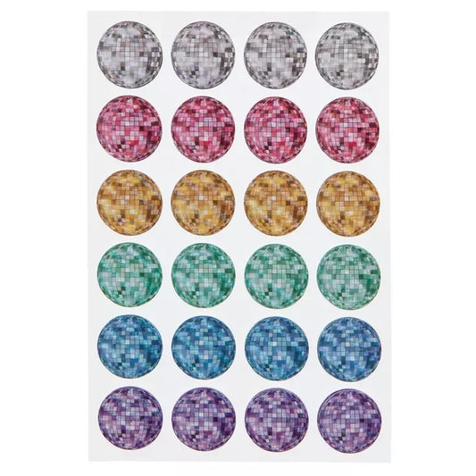 Rainbow Colored Disco Ball Stickers