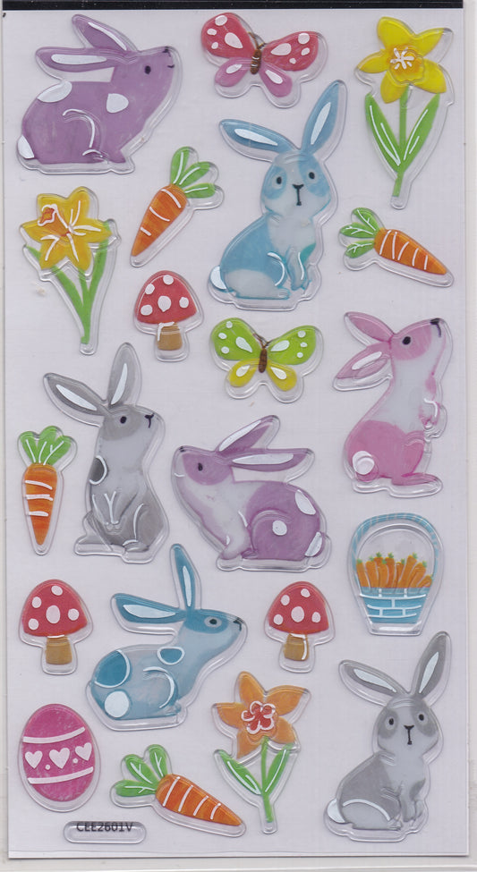 Spring Easter Rabbit Stickers Translucent