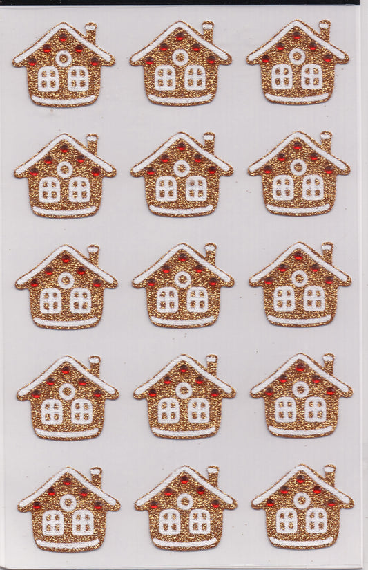 Glitter Gingerbread House Stickers