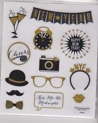 Happy NEW Year Stickers - Black & Gold - 2 Sheets