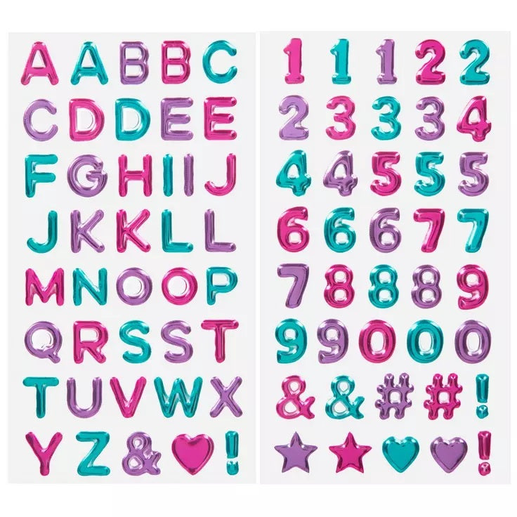 Metallic Alphabet and Number Stickers