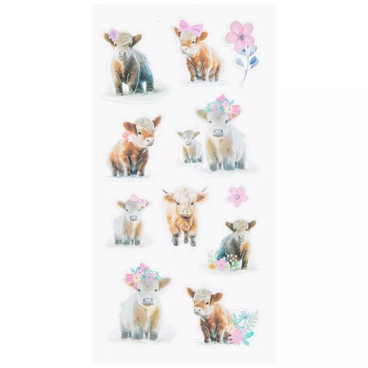 Puffy Baby Highland Cow Stickers