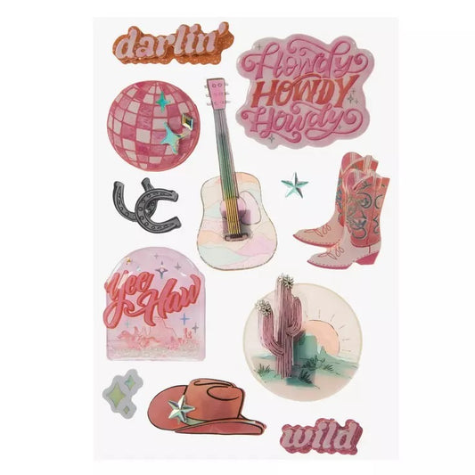 Disco Cowgirl 3D Stickers - 12pcs