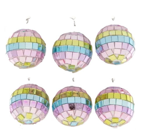 Mini Disco Ball Ornaments Pastel Colored
