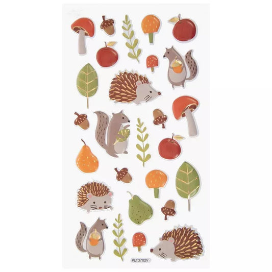 Fall Woodland Foiled Puffy Stickers