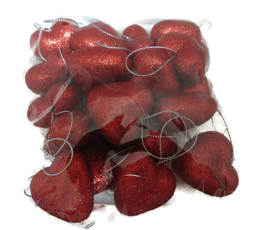 Red glitter Heart Ornaments Vase Filler