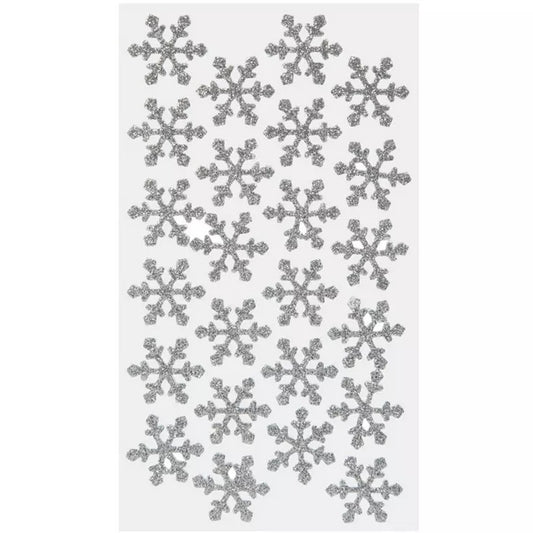 Silver Glitter Snowflake Stickers