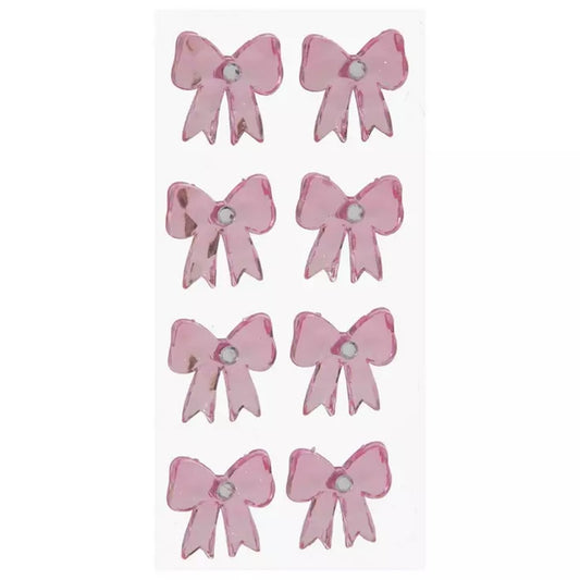 Pink Bow Rhinestone Stickers