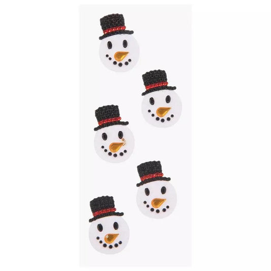 Snowman Glitter and Rhinestone Stickers - 5pc