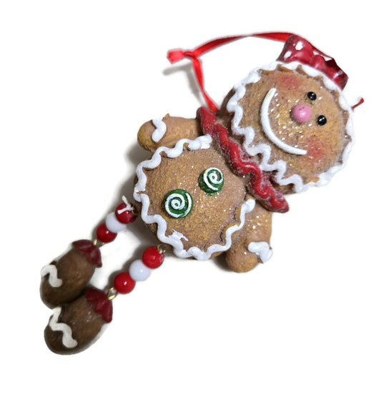 Glitter Gingerbread Girl Resin Ornament