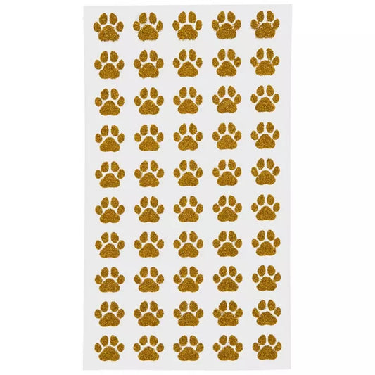 Glitter Gold Dog Paw Print Stickers