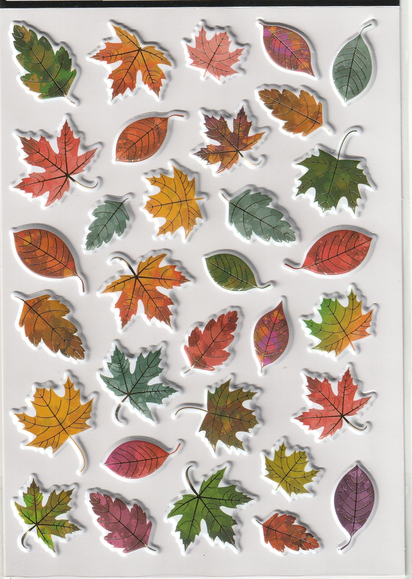 Fall Leaves Puffy Stickers Set - 32pc