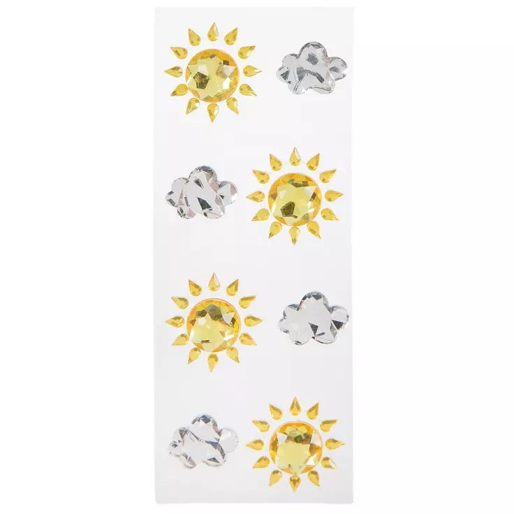 Sun and Clouds Gemstone Rhinestone Stickers