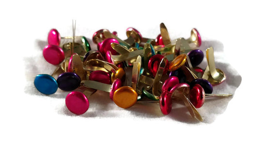 Colored Metallic Assorted Large Round Brads - Scrapbook Paper Fasteners 50pc 5/16In