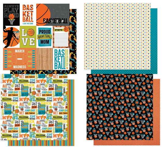 Boys Basketball MVP Scrapbook Papers Assortment Set by Photo Play