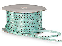Satin Aqua and Brown Polka Dot Ribbon