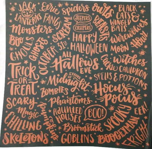 Halloween Words Random Scrapbook Paper