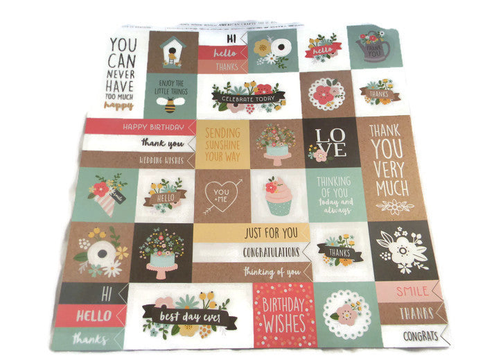 Hello Quotes Squares Scrapbook Paper