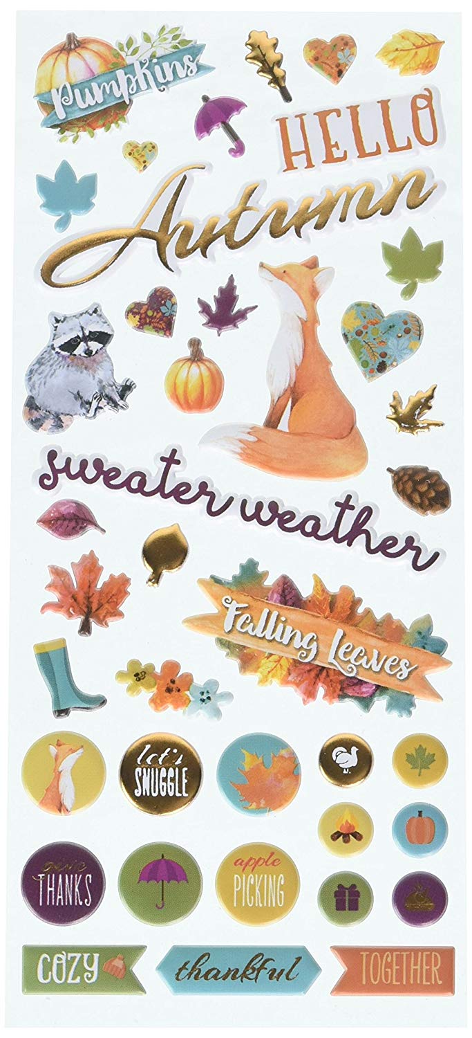 Autumn Woods Puffy Planner Stickers Life Organized
