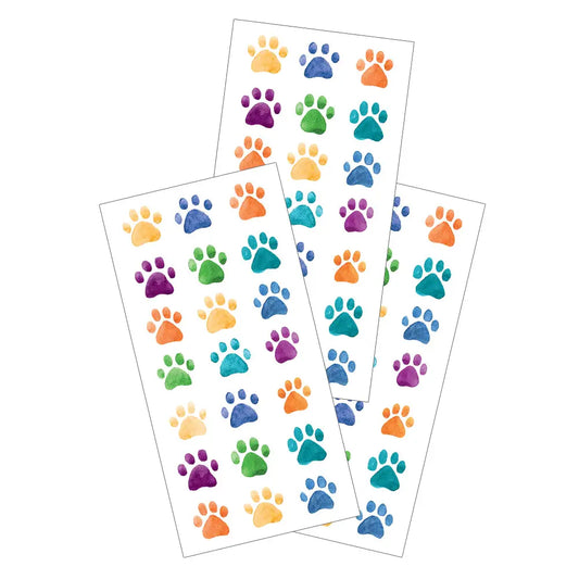 Rainbow Pet Paw Print Stickers Set - 3 Sheets