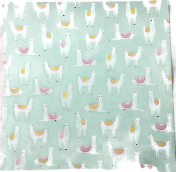 Llamas on Green 12x12 Scrapbook Paper