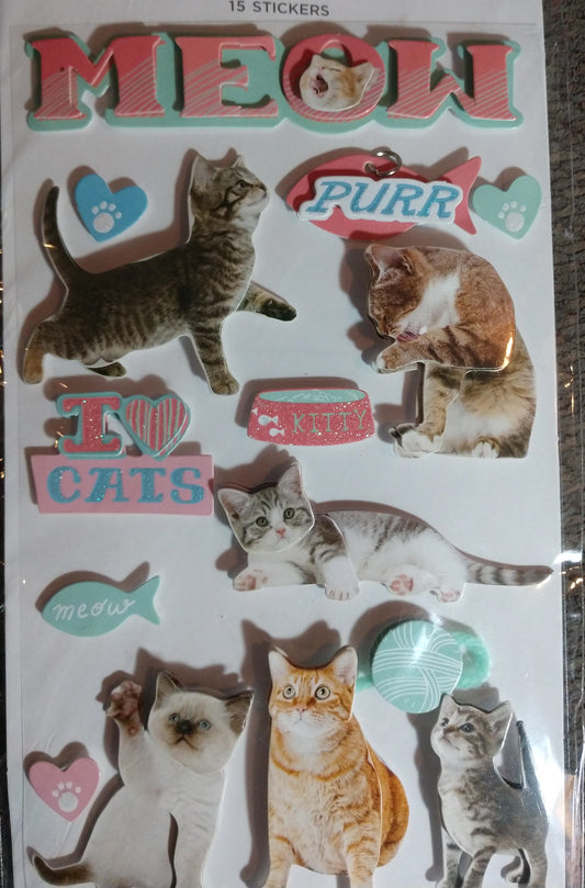 3d Cat Meow Stickers