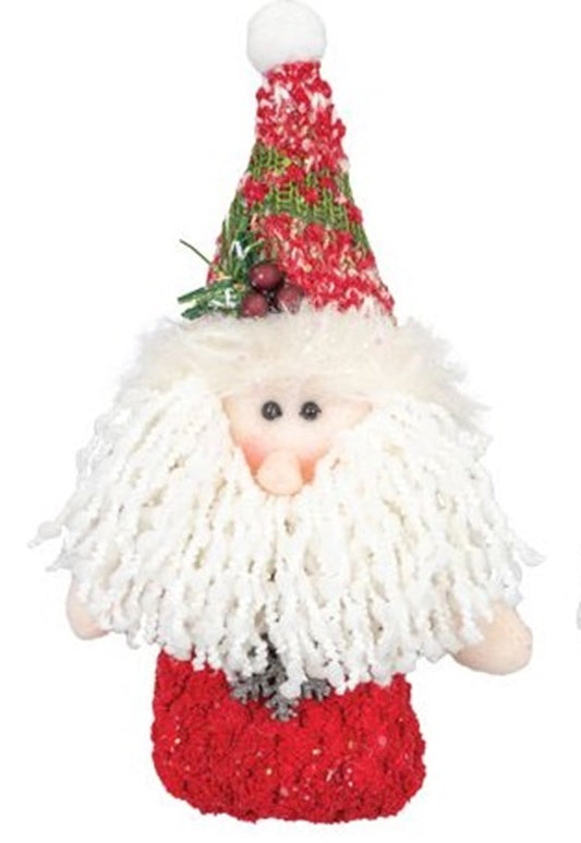 Peppermint Plaid Santa Clause Ornament