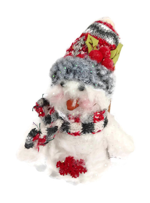 Red Holly Plush Snowman Ornament Decor