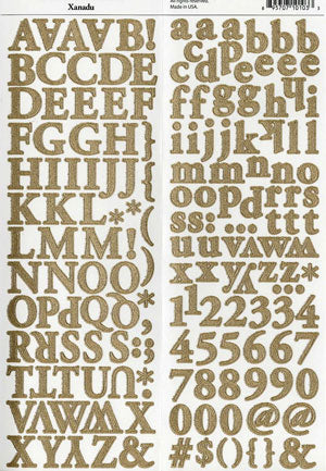 Gold Glitter Alphabet Stickers