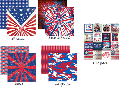 All American Patriotic Scrapbook Papers and Stickers Kit by Reminisce