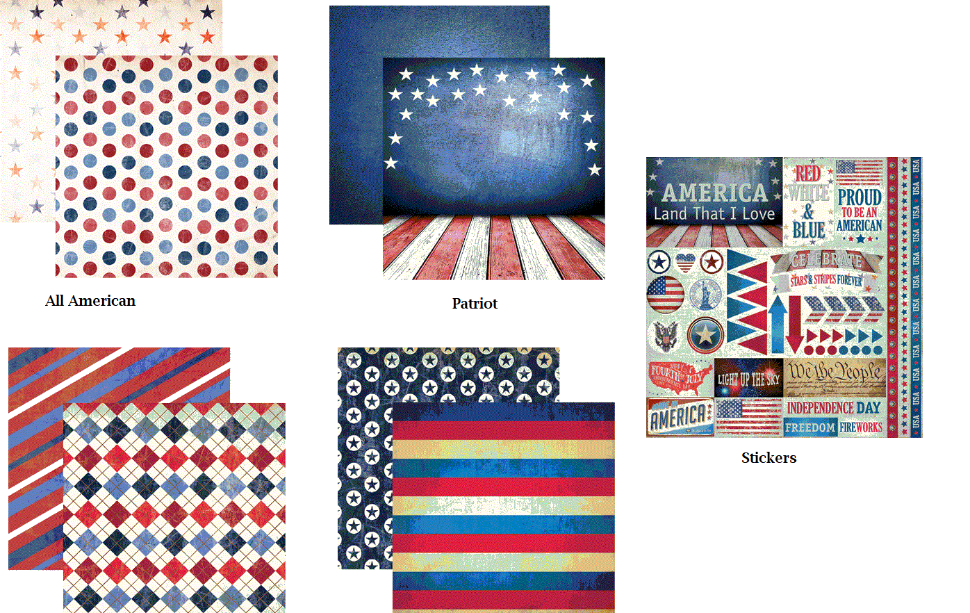 American Vintage Scrapbook Papers and Stickers Set
