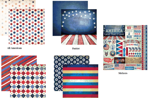 American Vintage Scrapbook Papers and Stickers Set