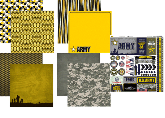 Reminisce Army Scrapbook Papers and Stickers Set