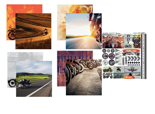 Reminisce Easy Rider Scrapbook Papers and Stickers Set