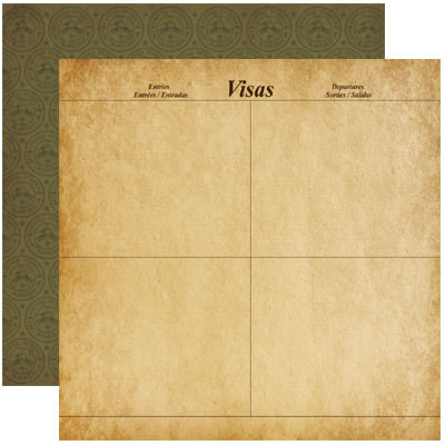 Reminisce Expedition Destination - Visas Scrapbook Paper