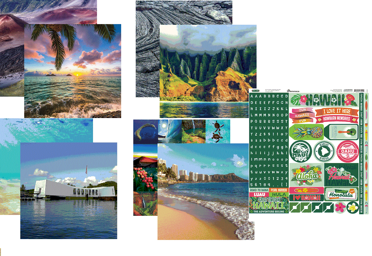 Reminisce Hawaii Papers and Stickers Set
